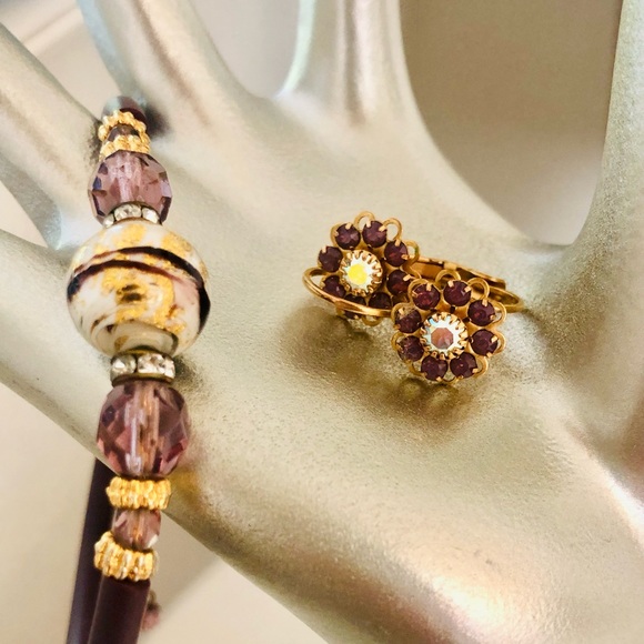 Vintage Liz Palacios Earrings & Art Glass Bracelet - Picture 7 of 13